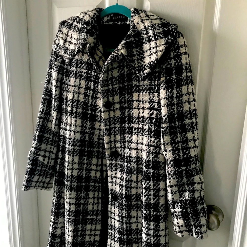 Beautiful Searle plaid coat 0 black white